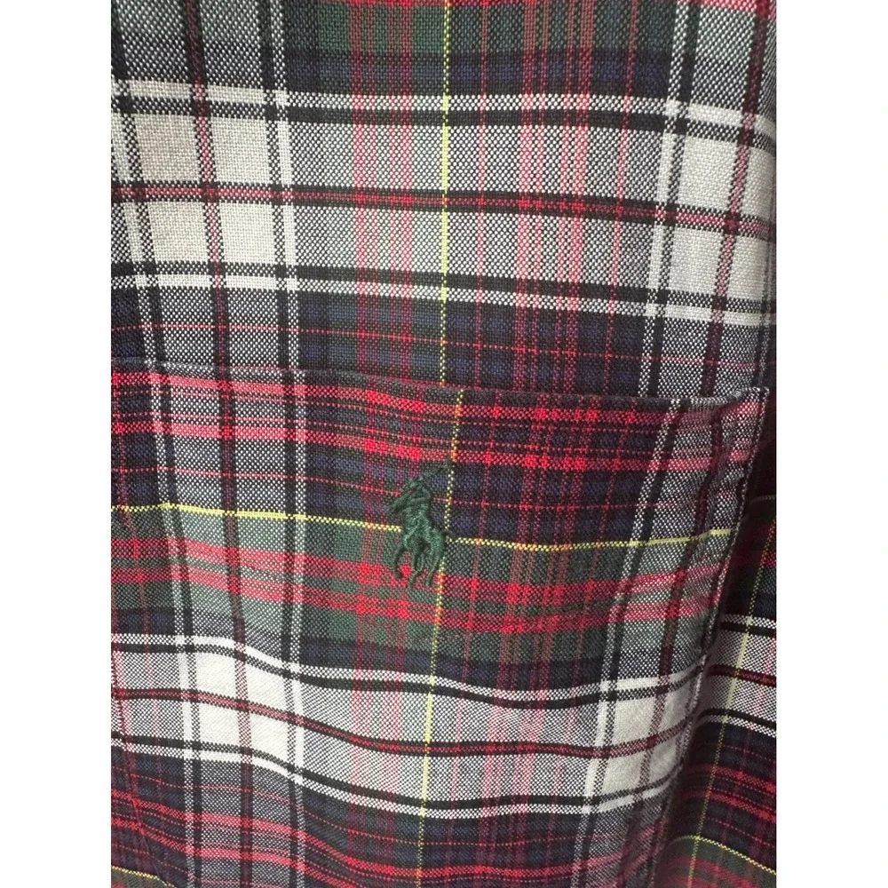 Ralph Lauren Mens Large Plaid Button Down Shirt Red Green White NWT L